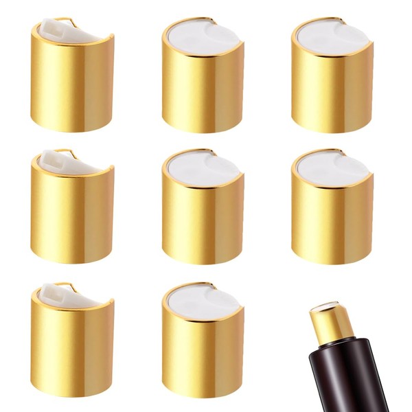 TWZKXC 8 Pack Aluminized Plastic Disc Top Caps, 20/410 Gold