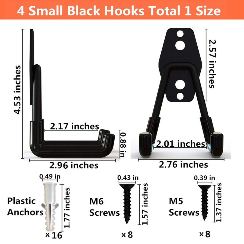 PiPaFox Garage Storage Utility Double Hooks, Heavy Duty Wall Mount