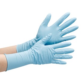 Midori Anzen Nitrile Gloves for Work, Nitrile Rubber, High Strength, Long, 766H, Thick, Powder Free, LL, 50 Sheets