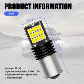 Slykew 2 PCS 1157 Car LED Brake Light, 3030-24SMD IP65 Waterproof Constant Current IC Driver Highlight Decoding Reversing Light, 360-degree Surround Light Source Lighting Bulb, for Cars (White)