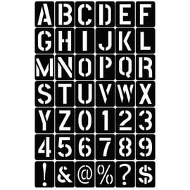 QIBZI Drawing & Typography Supplies Reusable Alphabet Coloring Pages, Alphanumeric Font Templates for Letters and Numbers (Set of 42)