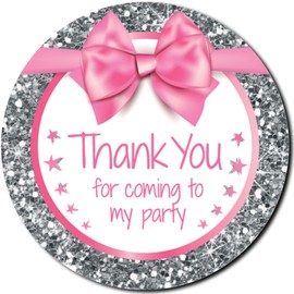 24 x 40mm Pretty Pink Girls Thank for Coming to My Party Stickers. Great for Envelope Seals, Party Bags, Pamper Party and Kids Goodie Bags…