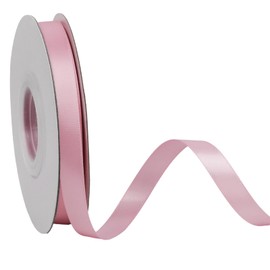 LaRibbons 3/8 Inch 25 Yard Double Faced Satin Ribbon,Rose Pink Small Satin Craft Fabric Ribbon for Gift Wrapping Floral Bouquets Wedding Party Decoration