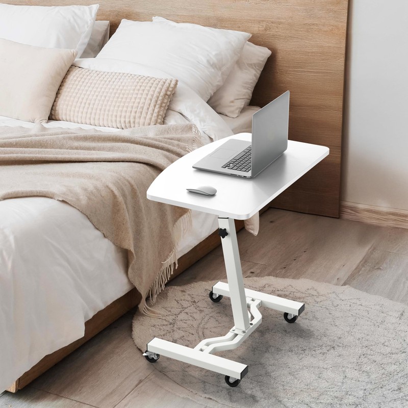SHW Mobile Height Adjustable Laptop Rolling Cart with Height Adjustment