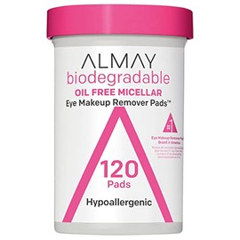 Makeup Remover Pads by Almay,Micellar Gentle, Longwear & Waterproof, Hypoallergenic, Fragrance-Free, Dermatologist & Ophthalmologist Tested, 120 Pads (Pack of 1)