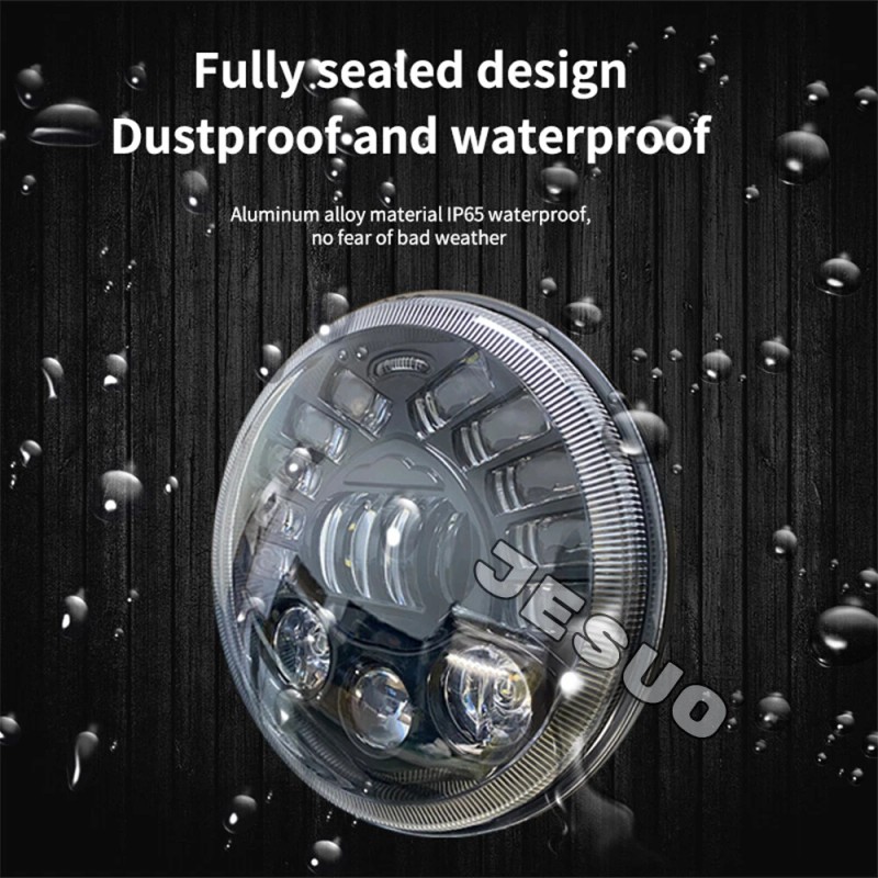 JESUO PAIR 7" inch Round LED Headlights High/Low Beam For