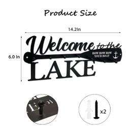 BiaGift Lake House Decor Welcome Sign Lake House Gifts, Key Holder for Wall Decorative with 6 Hooks, Anchor Wall Decor - Welcome to The Lake, 14.2 x 6.0 Inches…