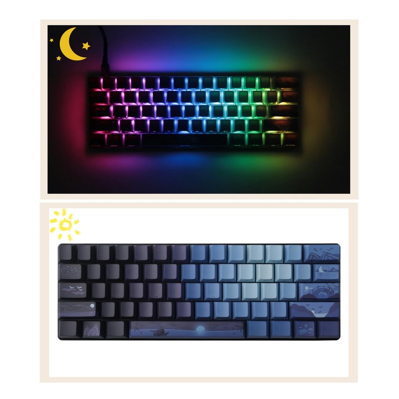kakiwutj PBT Moonlit Keycaps Custom Dark Blue Shine Through Keycaps