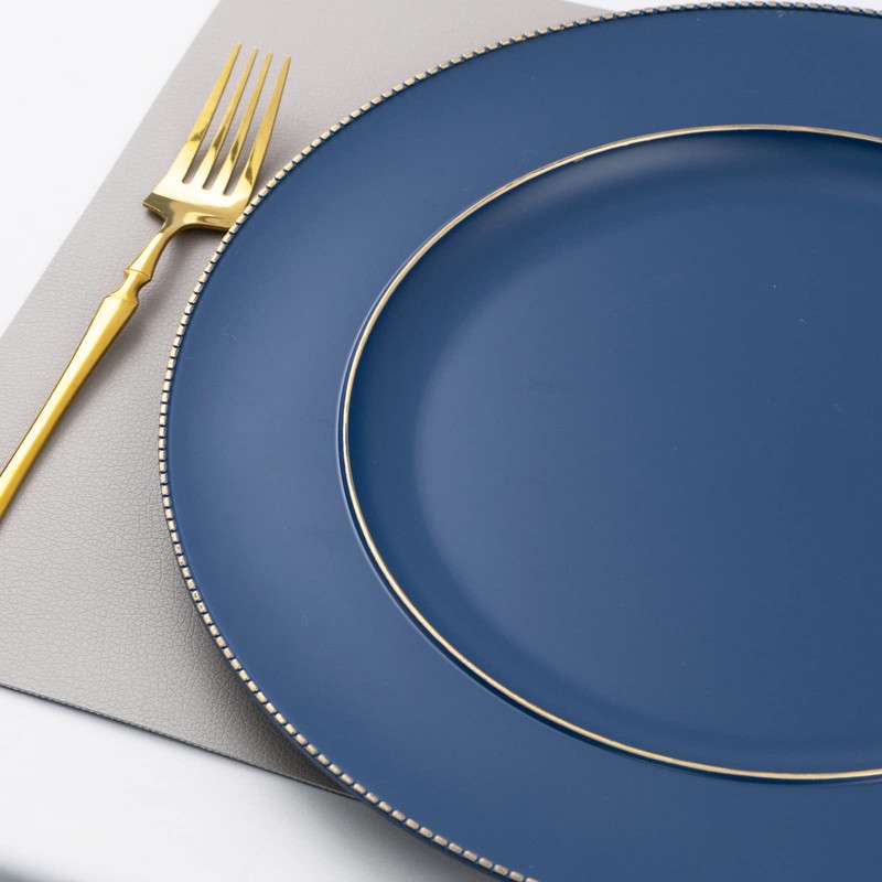 MAONAME Blue Charger Plates, 13" Plastic Round Charger for Dinner