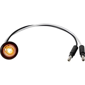 Buyers Products 5623443 Round Marker Clearance Light, 1 Amber LED With Clear Lens and Male Bullets, 12 VDC, 0.25 W, Angled Lighting, Work Light for Trucks, Trailers & Service Vehicles