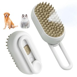 Cat Steam Brush for Shedding, Dog Steam Pet Brush USB Rechargeable for Dogs & Cats, Cat Grooming Kit for Massage, Cleaning, Shedding & Combing Long Short HairPet Washable Tool (White)