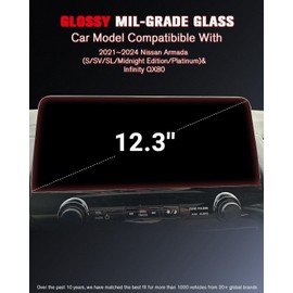 For 2021~2024 Nissan Armada (S/SV/SL/Midnight Edition/Platinum)& Infinity QX80 12.3 Inch Glossy Screen Protector - [More Clear& Smooth] - Mil-Grade 9H+ Tempered Glass - Touchscreen *1