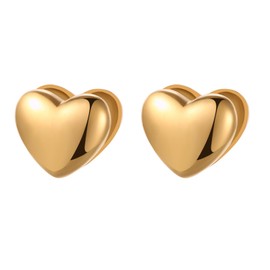 Aroncent Womens Heart Stud Earrings: Stainless Steel Hypoallergenic Love Heart Earrings - Dainty Minimalist Jewelry Gifts - Gold