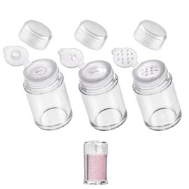ZGGAZCA 3Pcs Powder Bottle Mini Glitter Shaker Containers Travel Size 3 Styles Bottles with Lids for Loose Makeup Depotting Kit Empty Plastic Compact Small Dispensador Supplies Container