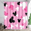 BIYSUC Pink Mouse Head Shower Curtain Black and White Children