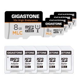 [10x High Endurance] GIGASTONE Industrial 8GB MLC Micro SD Card 5-Pack, Full HD Video Recording, Security Cam, Dash Cam, Surveillance Compatible 85MB/s, U1, with Adapter [5-Yrs Free Data Recovery]