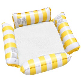 Inflatable Swimming Bed, Floating Lounge, Water Hammock, 4-in-1 Lounge Chair Pool Air Mattress, Water Toy Pool Accessories, Premium Water Hammock for Adults for Swimming Parties (Yellow)