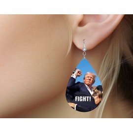 Trump 2024 Patriots Freedom Trump Dangle Earrings, Drop Style, for Women, Men, Girls, Teens, Boys FIGHT