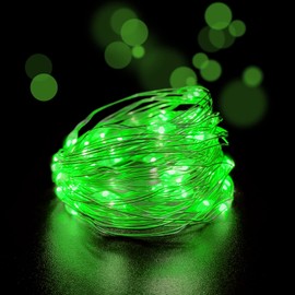 Set of 2 Battery Operated Mini Led Fairy Light,Dewdrop Light Small Strands of Led Light with Timer 6 Hours on/18 Hours Off for Crafts Party Decoration,30 LED,10 Feet Silver Wire (Green Color)