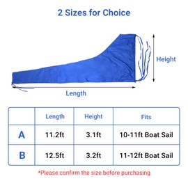 SHINETEC Boat Mainsail Cover - Waterproof 600D Thicken 10-11ft Marine Sail Boom Protective Sunshade for V-Hull, Bass Boat (A, 10-11ft)