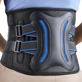 FEATOL Lower Back Brace with 5 Reinforced Stays for Women and Men, Adjustable Snug-Fit Lumbar Support Belt for Work, Size M, Waist 28.5"-34.3"