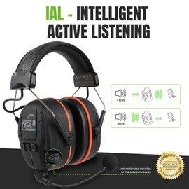 GREEN DEVIL Bluetooth Hearing Ear Protection Headphones with Intelligent Active Listening and Mic NRR 27 dB Ear Muffs