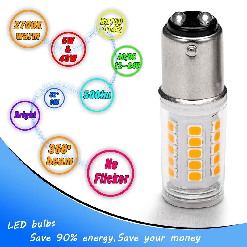 Heifymi BA15D AC/DC12-24 Volt LED Bulb, Double Contact/DC Bayonet Base,