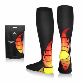 NEWZILL Medical Compression Socks for Women & Men Circulation 20-30 mmHg, Best Support for Running Athletic Cycling Nursing Travel Work and Fitness (XXL Fire Flame 1 Pair)