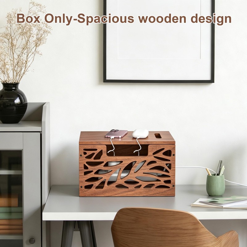 CILXGQLN Wooden Cable Management Box, Large Cord Hider Box &