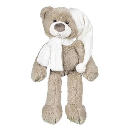Enesco Kalidou Holiday Teddy Bear with Scarf and Sleeping Cap Plush Stuffed Animal, 14 Inch, Brown