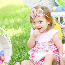 ONENINEDREAM Easter Baby Bows Rabbit Carrot Hair Bow for Girls Bunny Ears Baby Headbands for Newborn Infant Elastic Nylon Pink Bow Easter Hair Accessories Gift