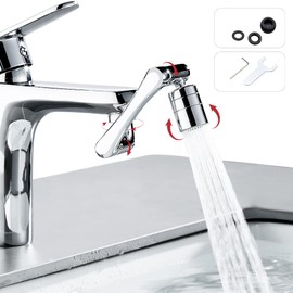 Faucet Aerator, 1440 Degree Rotating Tap, Extender Aerator Tap with Splash Filter, 2 Adjustable Modes Extension Tap for Threaded Faucets M20 M22 M24 Bathroom Kitchen Tap