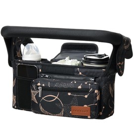 Momcozy Universal Stroller Organizer with Insulated Cup Holder Detachable Phone Bag & Shoulder Strap, Fits for Stroller like Uppababy, Baby Jogger, Britax, BOB, Umbrella and Pet Stroller