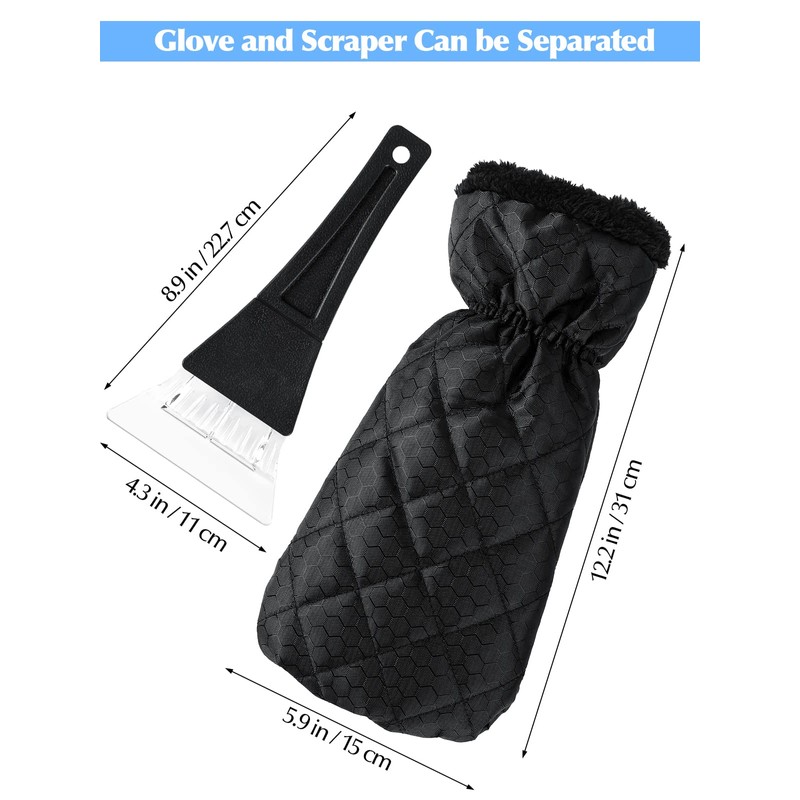 DIAOCARE Ice Scraper mitten for Windscreen, Snow Removal with Antifreeze