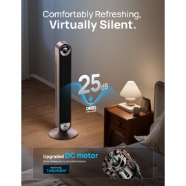 Dreo Smart Tower Fans for Home, 90° Oscillating Fan Bedroom Indoors, Voice Control Floor with 12H Timer, 42 Inch Quiet Bladeless Standing LED Display, 9 Speeds, Work Alexa/Google