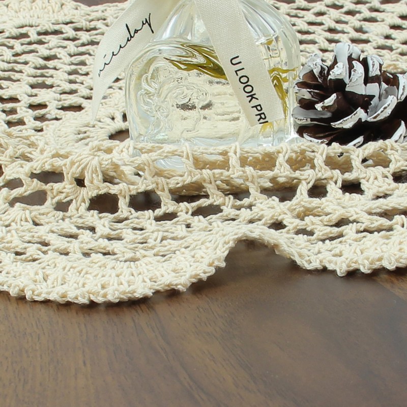 kilofly Crochet Cotton Lace Table Placemats Doilies Set, 4pc, Oblong,