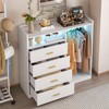 Bigbiglife Dresser with Clothes Rack for Bedroom Wood, 4 Drawer