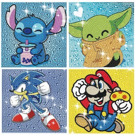 Kit de Pintura de Diamantes para Niños-Kit de Números de Diamantes, Manualidades para Niños de 8 a 12 Años,Kit de Mosaico Diy Kit Completo de Pintura de Diamantes para Regalar,Decoración de Paredes del Hogar (4 Pcs)…