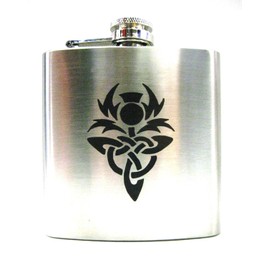 Art Pewter Luxury 6oz Stainless Steel Scottish Hip Flask - Celtic Thistle Design
