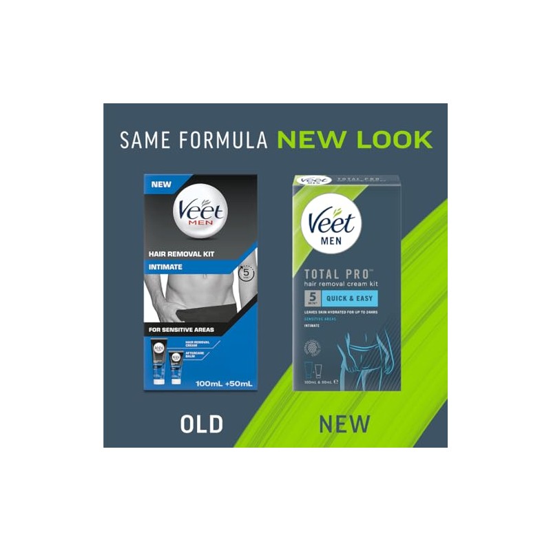 Veet Men Intimate Hair Removal Kit, 100ml Cream, 50ml After