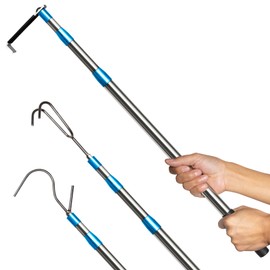 Truck Cargo Grabber - 6.3 Ft Heavy Duty Truck Bed Grabber Tool Telescoping Pole with 3 Hooks, Reach Retriever Tool for Pickup Trucks Bed, Accessories, and More (Blue), Gift Ideas