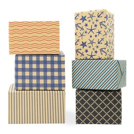 Gift Wrapping Paper for Men Male Father Teacher, Navy Blue Black and Red Print with Cut Lines on Reverse for Birthday Holidays Father's Day Baby Shower Wedding Valentines, 6 Sheets Recycled Kraft Paper for Gift Wrap