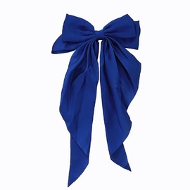 Hair Bows for Women Royal Blue Hair Bow Clips for Women Large Satin Hair Ribbon Bow Bows Accessories for Hair Silk Big Hair Bows for Girls Cute Christmas Long Hair Bows for Women Girls Hair Clip