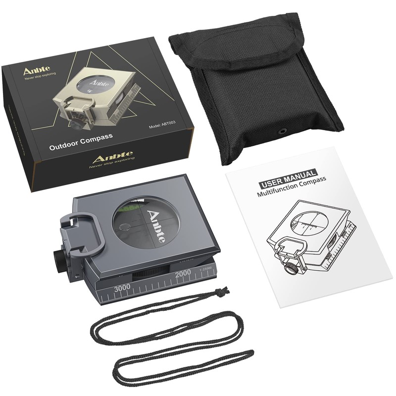 Anbte Compass Military Marching Compass with Clinometer IP65 Waterproof Professional