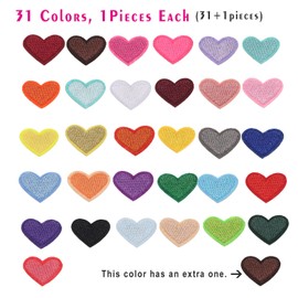 R.SASR Heart Iron on Patches, Small Heart Iron on Patches, Sew Embroidered Patches Appliques for Hats, Clothing, Backpack