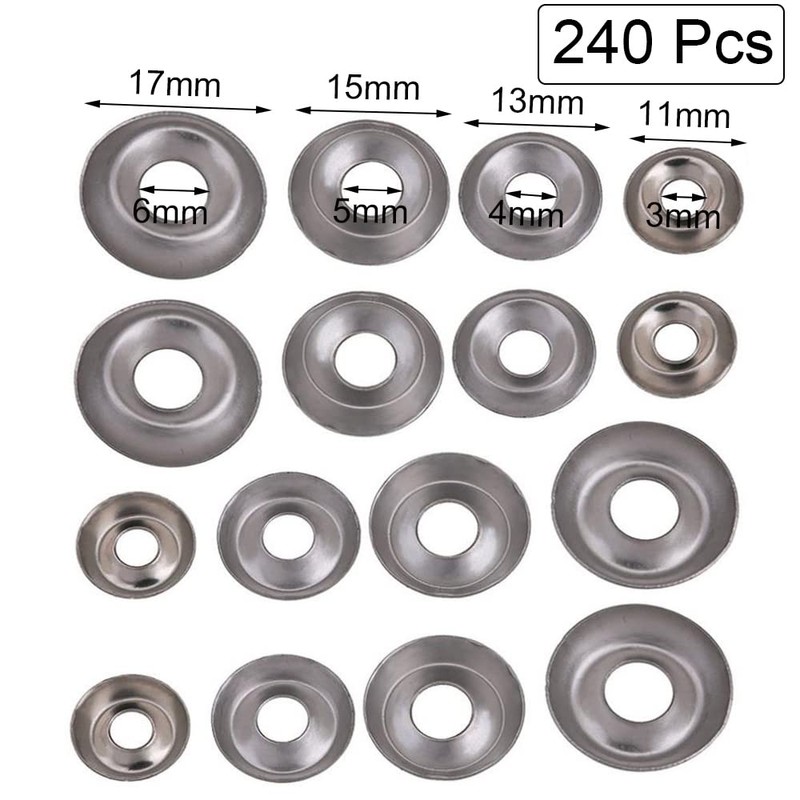 240 Pcs Cup Washers Countersunk Screw Finishing Washer M3 M4