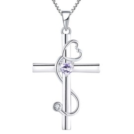 YL Stethoscope Cross Necklace 925 Sterling Silver Doctor Nurse Medical Pendant RN Registered Created Alexandrite Jewelry Gifts for Women