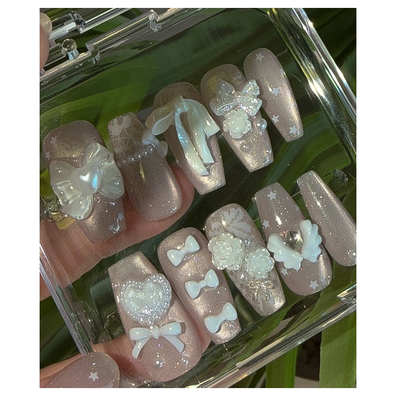 Blur Chiffon Magnet Magnet Handmade Nail Tips - Square /
