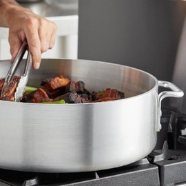 Soro Essentials- 18 qt. Heavy Weight Aluminum Brazier 6 mm Thickness- Brazier with Riveted Handles Perfect for Roasting Sauteing Searing and Pan Frying Home Kitchen Restaurant