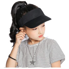 Kids Visor Sun Hat Adjustable Athletic Sports Hat 6 to 12 Years Old, Black, 6-12 Years
